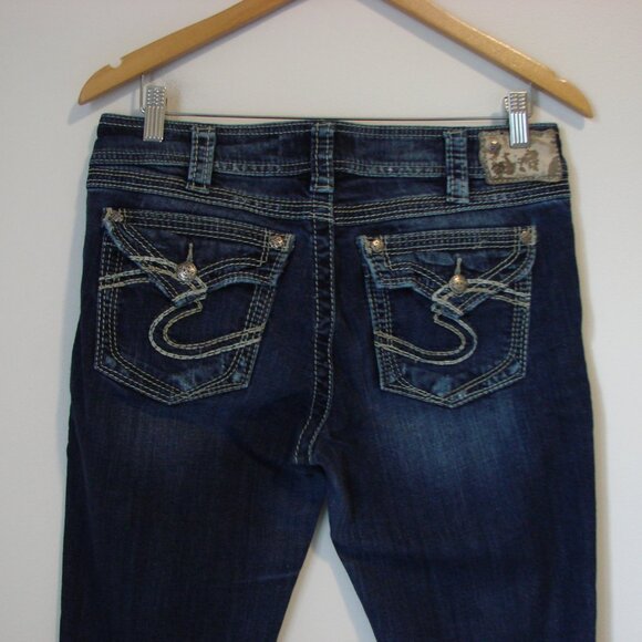 Silver Suki Surplus Jeans Bootcut Mid Rise Curvy Fit Dark Wash Size 31 - Picture 11 of 14